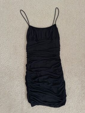 SHEIN Ruched Black Dress
